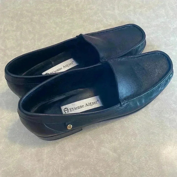 Etienne Aigner Eden Black Loafers Genuine Leather Driving Flats Sz 6‎ - Picture 1 of 7